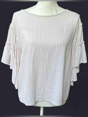 Women's Fluted Sleeve Striped Blouse